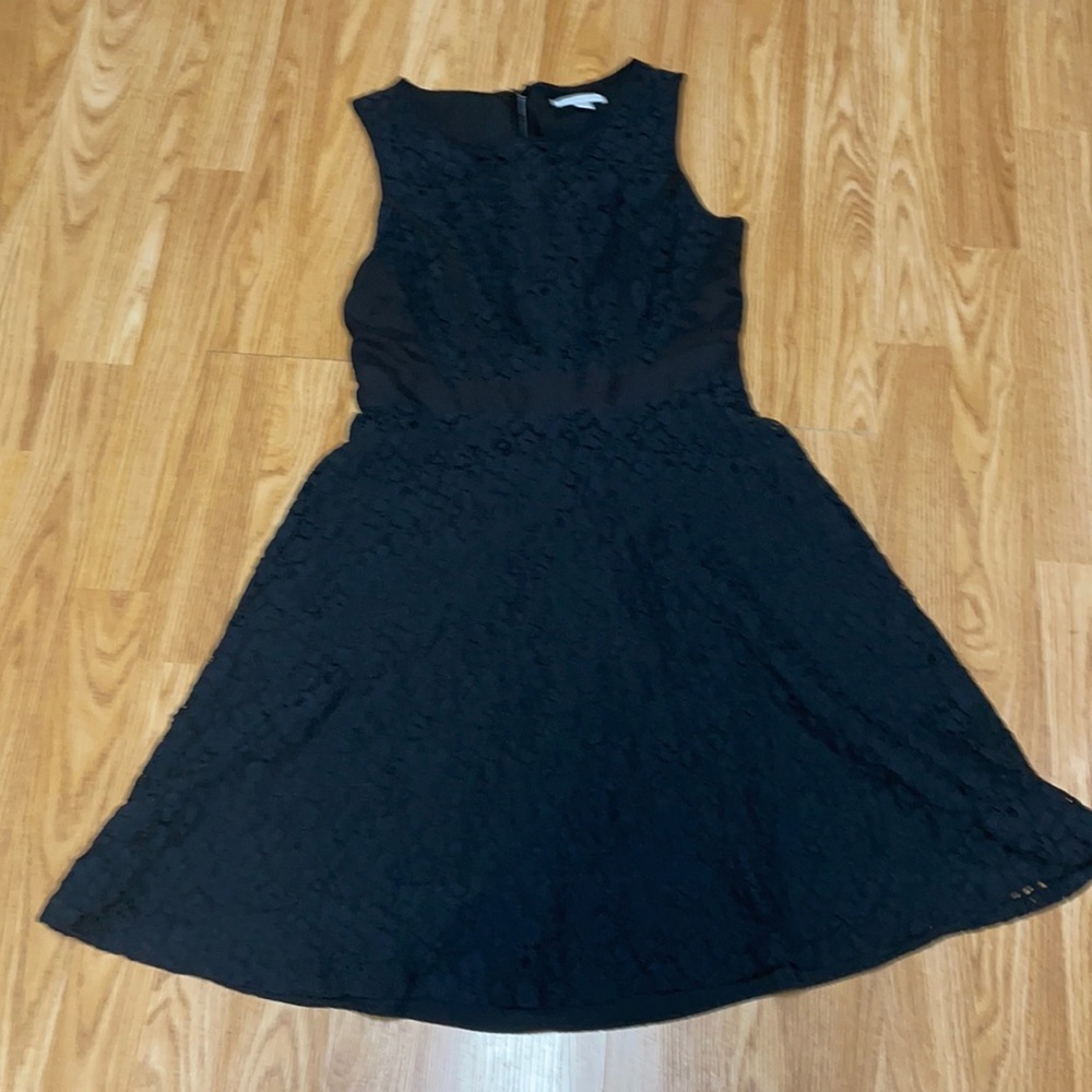 New York & Co Size 2 Knee Length Dark Lined Navy Blue Lace Dress